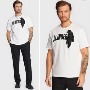 J. Lindeberg Camilo Short Sleeve Black Eagle Graphic Sweatshirt Tee Medium NEW